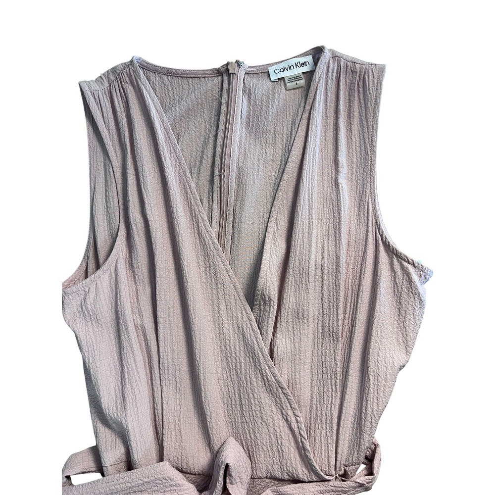 Calvin Klein Wide Leg Mock Wrap Jumpsuit Women sz 8 Blush Pink - Picture 6 of 9